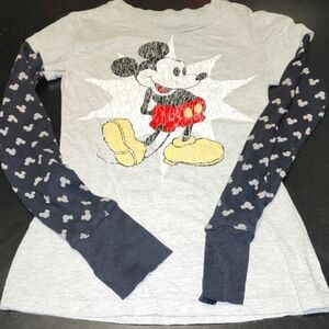 Disney Mickey Mouse Long Sleeve Tee - Gray and Navy Sz M